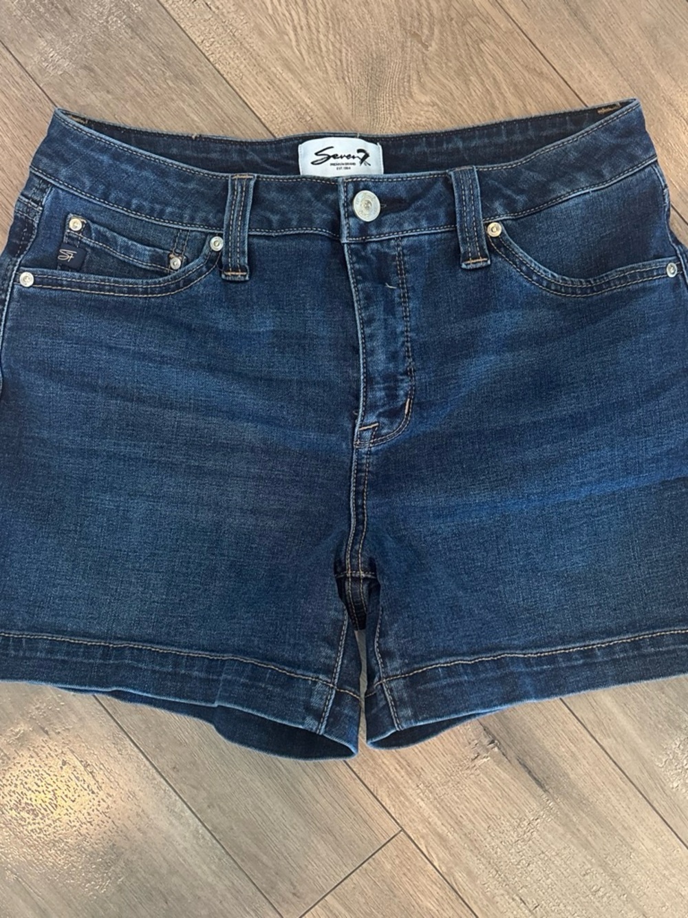 Seven7 Dark Indigo Stretch Denim Shorts